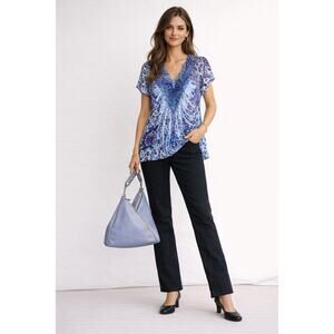 3 Piece outfit. Lee Black jeans, Blue beaded shirt and Calvin Klein blue Purse